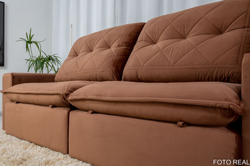 Sofá Retrátil Reclinável Hug 2.50m Espuma D33 Soft Veludo Cobre K087 - Imagem 7
