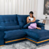 Sofá Retrátil Reclinável Ibis 2.50m Veludo Azul 800 - D33 e Molas Ensacadas