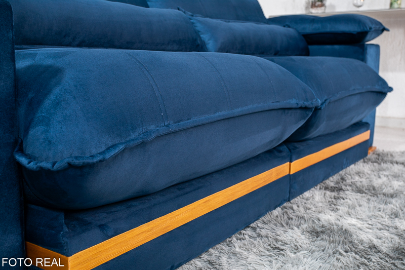 Sofá Retrátil Reclinável Ibis 2.50m Veludo Azul 800 - D33 e Molas Ensacadas - Imagem 8