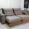 Sofá Retrátil Reclinável Ibis 2.50m Veludo Cinza 813 - D33 e Molas Ensacadas