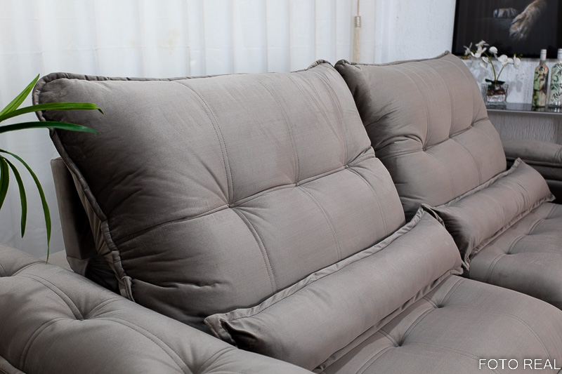 Sofá Retrátil Reclinável Ibis 2.50m Veludo Cinza 813 - D33 e Molas Ensacadas - Imagem 7