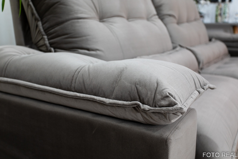 Sofá Retrátil Reclinável Ibis 2.50m Veludo Cinza 813 - D33 e Molas Ensacadas - Imagem 8