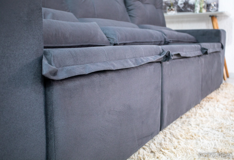 Sofá Retrátil Reclinável New Carol 2.60m Cinza 12 - Imagem 8