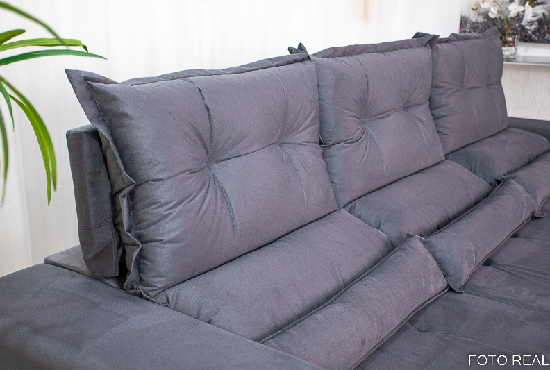 Sofá Retrátil Reclinável New Carol 2.60m Cinza 12 - Imagem 7