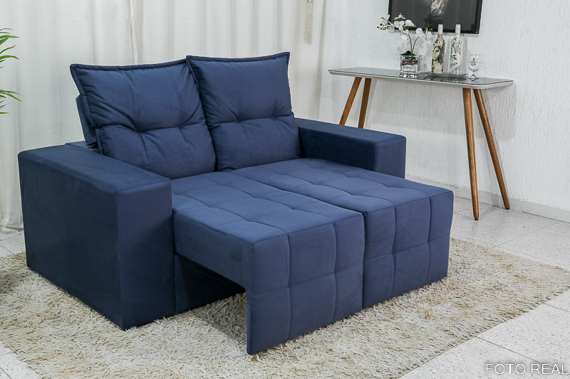 Sofá Retrátil e Reclinável Paris 1.70m Azul B17 - Imagem 2