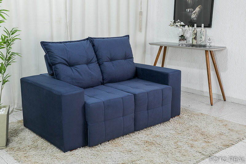 Sofá Retrátil e Reclinável Paris 1.70m Azul B17 - Imagem 5