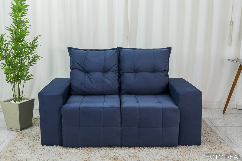 Sofá Retrátil e Reclinável Paris 1.70m Azul B17 - Imagem 6