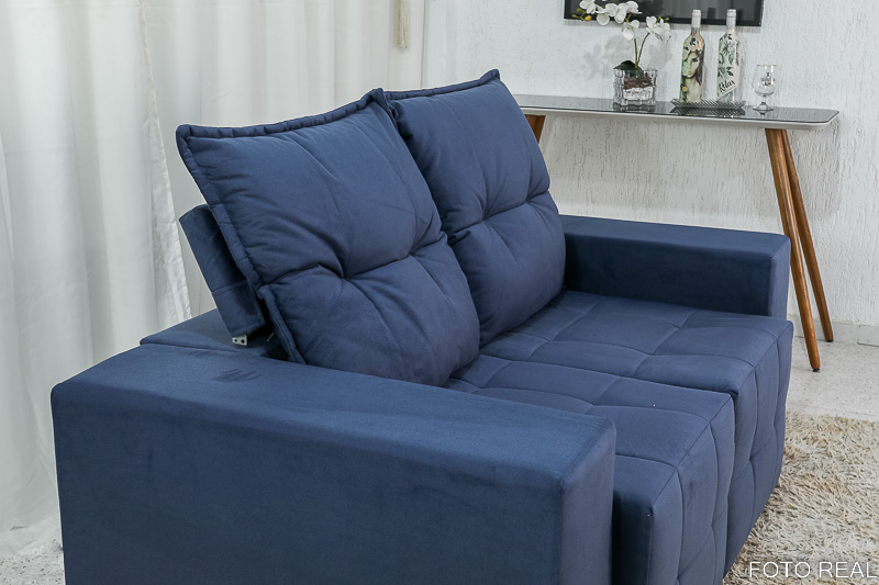 Sofá Retrátil e Reclinável Paris 1.70m Azul B17 - Imagem 8
