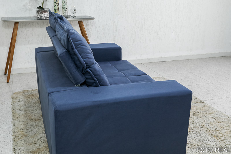 Sofá Retrátil e Reclinável Paris 1.70m Azul B17 - Imagem 7