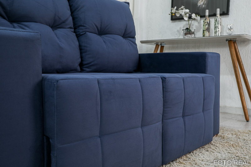 Sofá Retrátil e Reclinável Paris 1.70m Azul B17 - Imagem 9