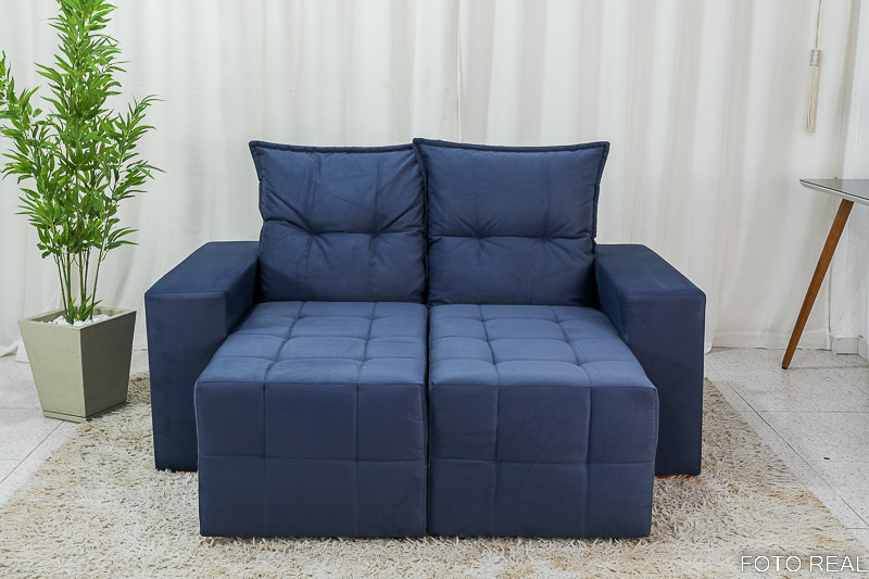 Sofá Retrátil e Reclinável Paris 1.70m Azul B17 - Imagem 3