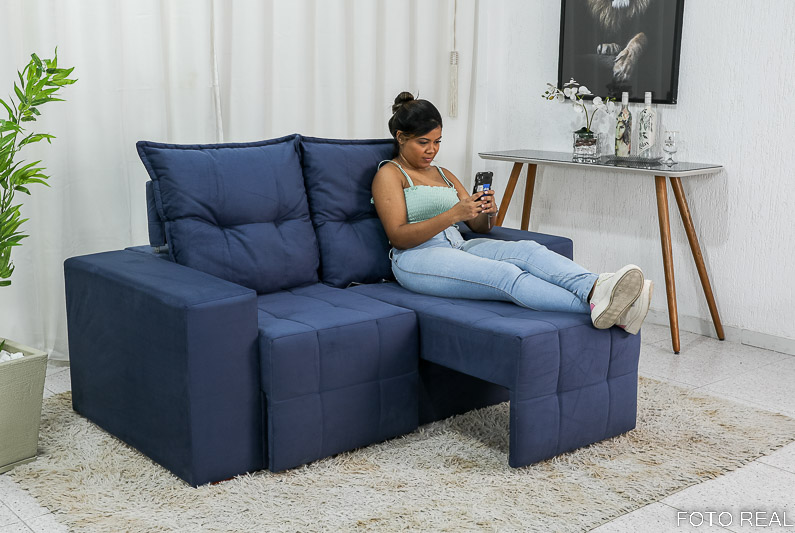 Sofá Retrátil e Reclinável Paris 1.70m Azul B17