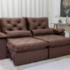Sofá Retrátil Reclinável Suíça 2.10m Veludo Marrom 5004 - D33 Molas Ensacadas