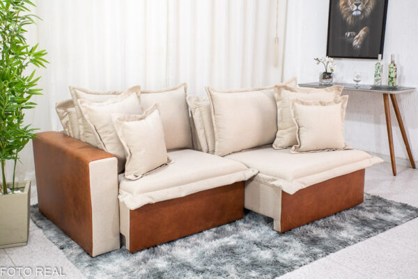 Alternative view of Sofá Retrátil Reclinável e Sofá Cama 2.20m Corinto Linho Bege Cru 08 Innove Liso