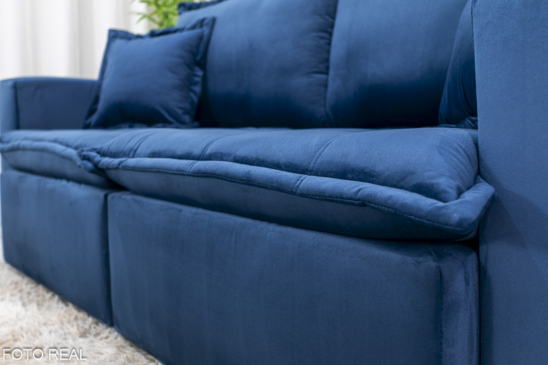 Sofá Retrátil Reclinável e Sofá Cama Rubi 2.20m Veludo Azul 03 - Imagem 13