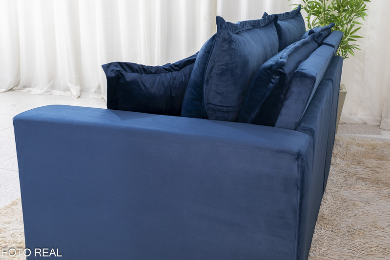 Sofá Retrátil Reclinável e Sofá Cama Rubi 2.20m Veludo Azul 03 - Imagem 14