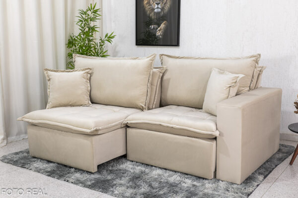 Alternative view of Sofá Retrátil Reclinável e Sofá Cama Rubi 2.20m Veludo Bege 01