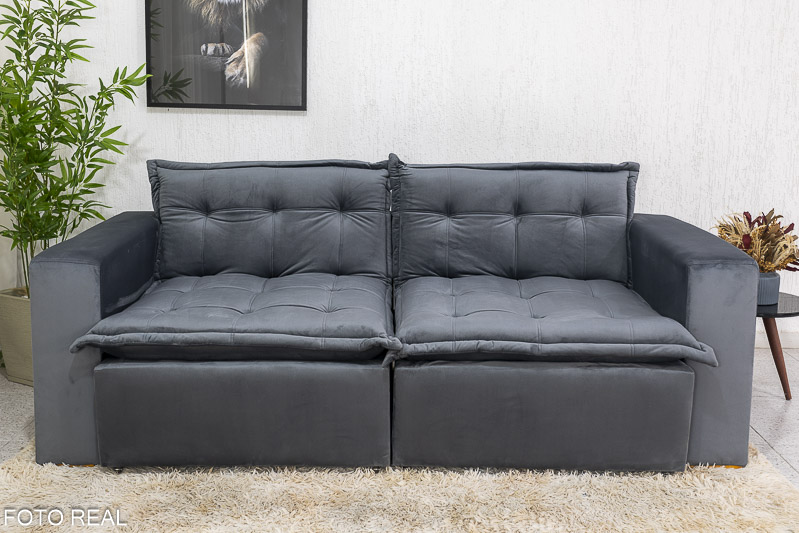 Sofá Retrátil Reclinável e Sofá Cama Rubi 2.20m Veludo Cinza 20 - Imagem 8