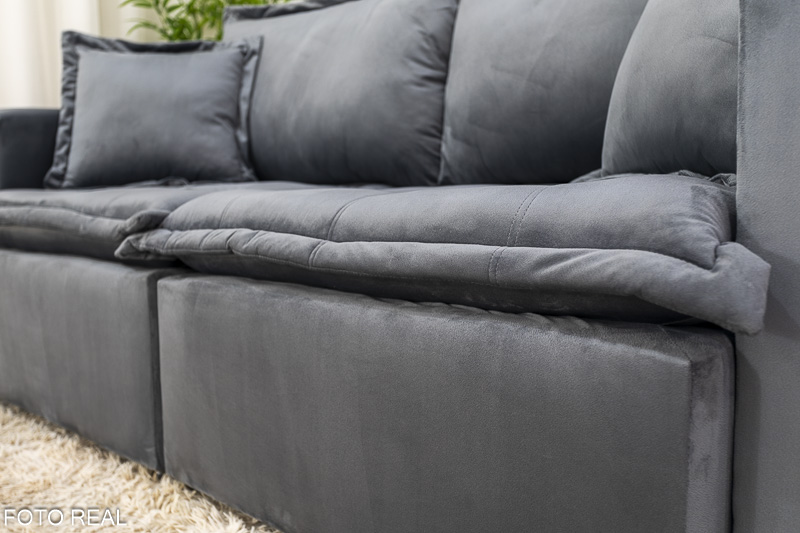 Sofá Retrátil Reclinável e Sofá Cama Rubi 2.20m Veludo Cinza 20 - Imagem 12