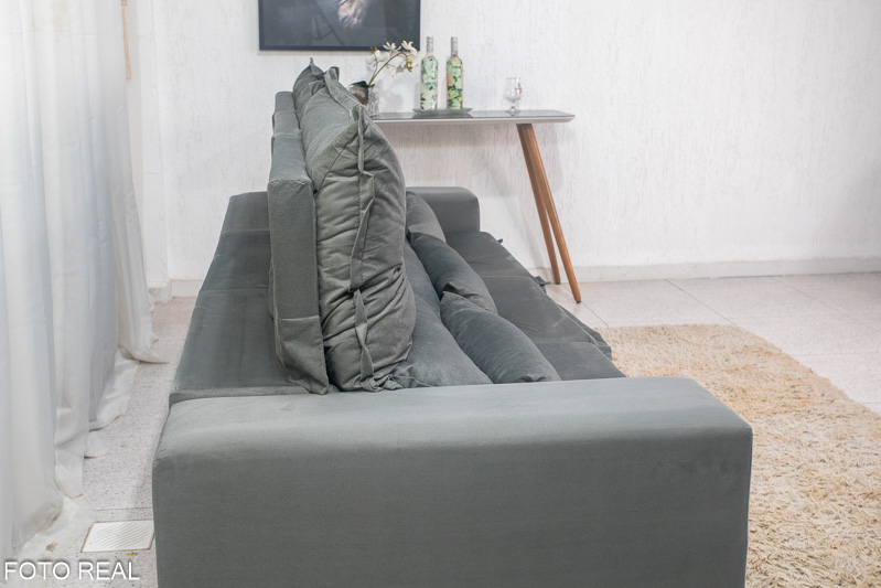 Sofá Retrátil e Reclinável Carol 2.60m Veludinho Cinza - Imagem 8