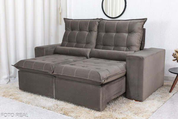 Sofá Retrátil e Reclinável 3 Lugares Castor 2.00m Veludo Champagne 02