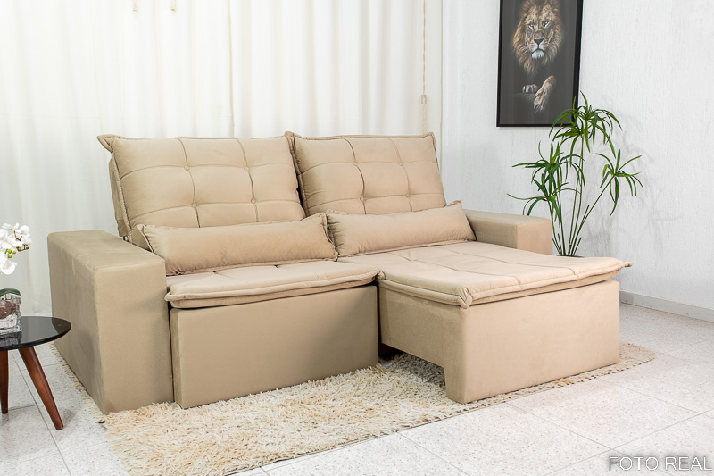 Sofá Retrátil e Reclinável Las Vegas 2.30m Veludo Caramelo - Imagem 2