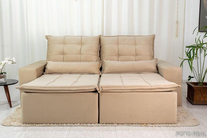 Sofá Retrátil e Reclinável Las Vegas 2.30m Veludo Caramelo - Imagem 4