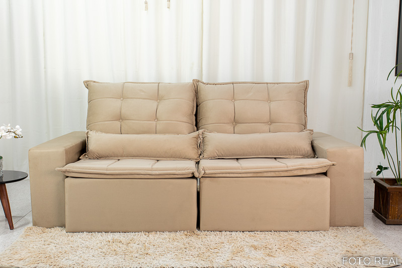 Sofá Retrátil e Reclinável Las Vegas 2.30m Veludo Caramelo - Imagem 5