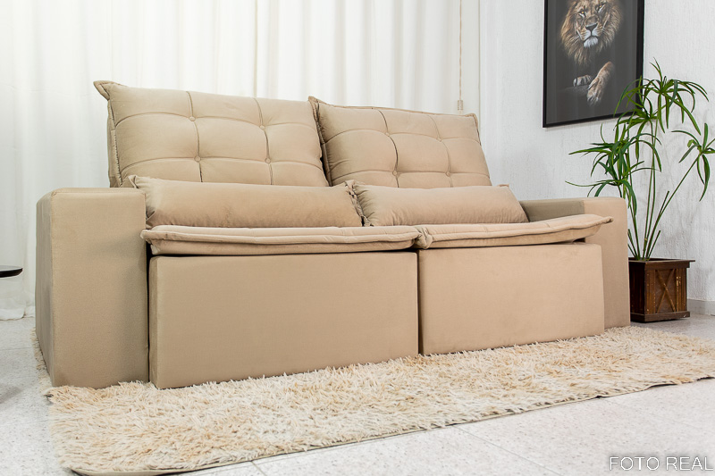 Sofá Retrátil e Reclinável Las Vegas 2.30m Veludo Caramelo - Imagem 6
