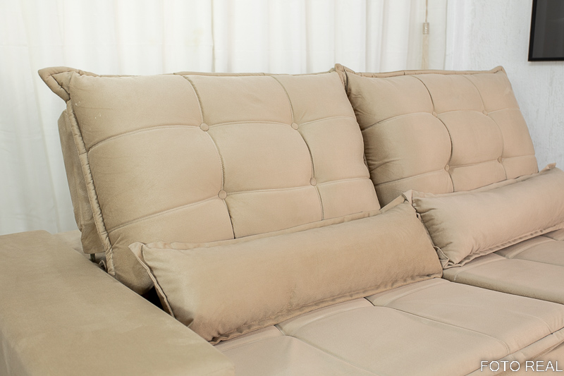 Sofá Retrátil e Reclinável Las Vegas 2.30m Veludo Caramelo - Imagem 7