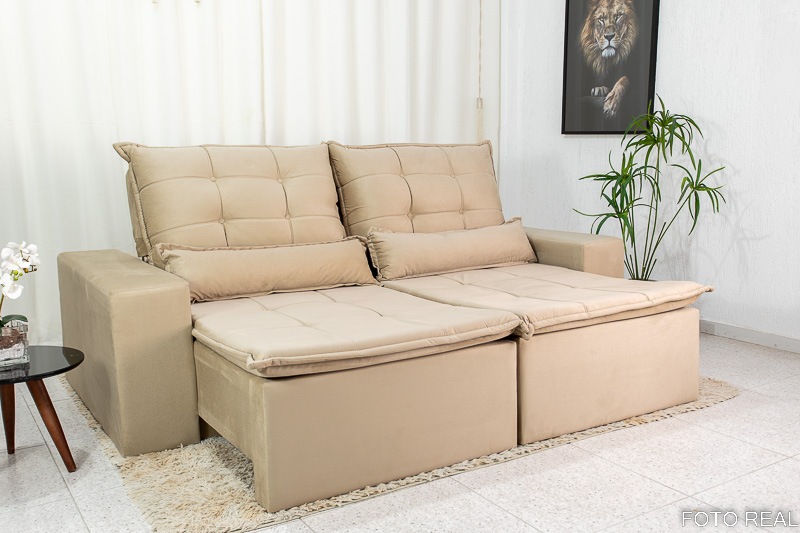 Sofá Retrátil e Reclinável Las Vegas 2.30m Veludo Caramelo