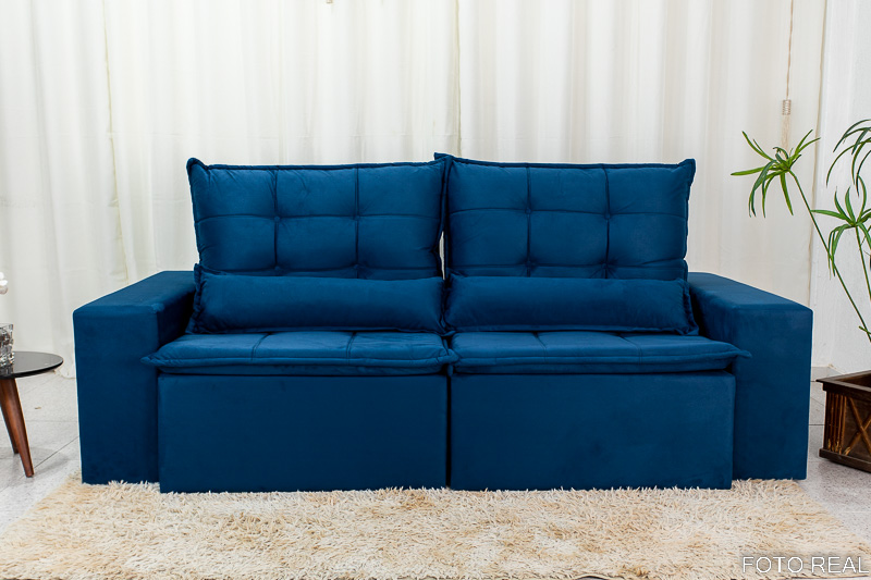 Sofá Retrátil e Reclinável Las Vegas 2.30m Veludo Azul - Imagem 5