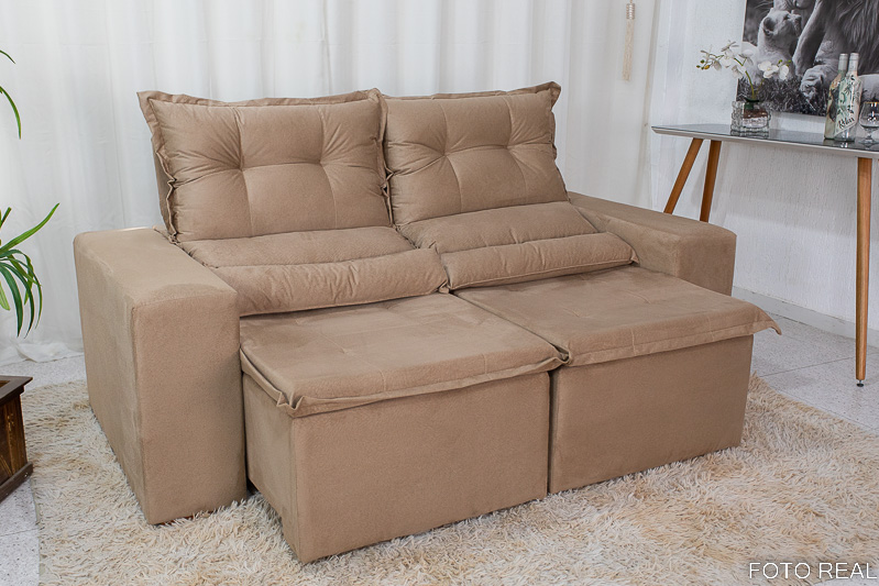 Sofá Retrátil e Reclinável New Carol 1.90m Bege 10