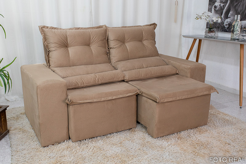 Sofá Retrátil e Reclinável New Carol 1.90m Bege 10 - Imagem 2