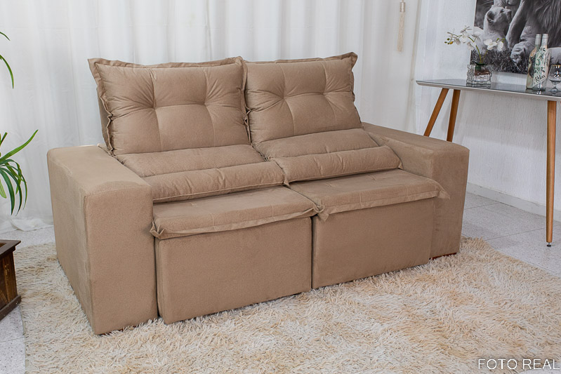 Sofá Retrátil e Reclinável New Carol 1.90m Bege 10 - Imagem 3