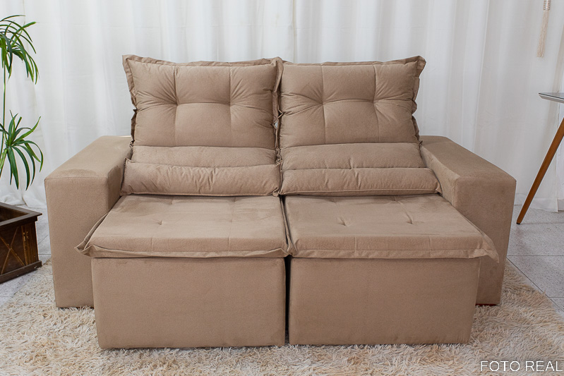 Sofá Retrátil e Reclinável New Carol 1.90m Bege 10 - Imagem 4