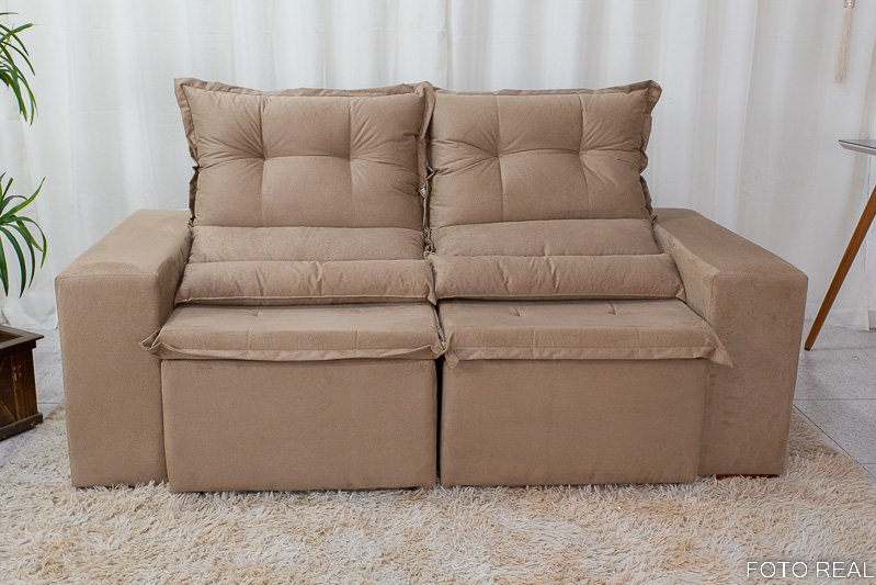 Sofá Retrátil e Reclinável New Carol 1.90m Bege 10 - Imagem 5