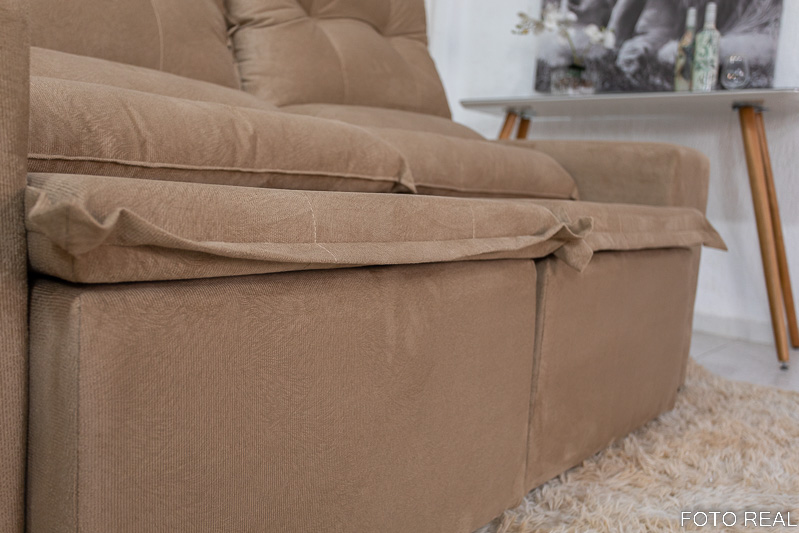 Sofá Retrátil e Reclinável New Carol 1.90m Bege 10 - Imagem 7