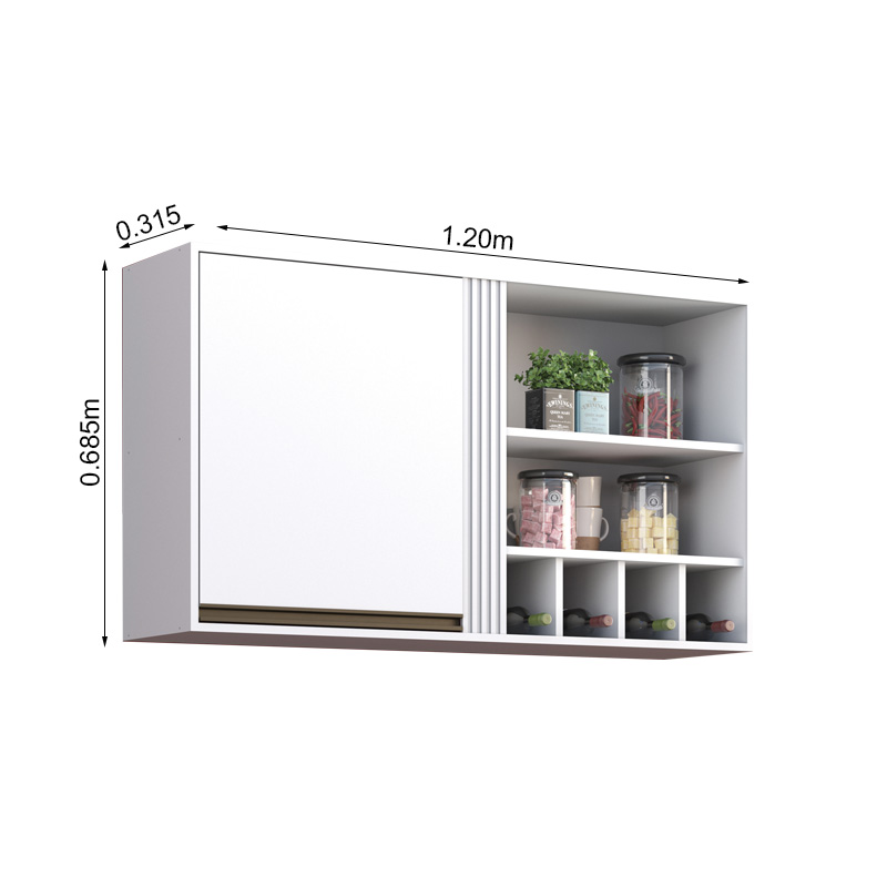 Armário Aéreo Cozinha Pérola Larg. 1.20m Branco Sallêto - Imagem 4