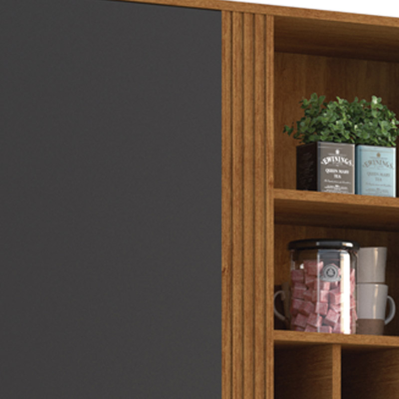 Armário Aéreo Cozinha Pérola Larg. 1.20m Cinamomo/Grafite Sallêto - Imagem 3