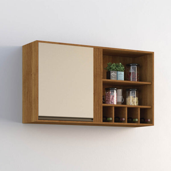 Armário Aéreo Cozinha Pérola Larg. 1.20m Cinamomo/Off White Sallêto