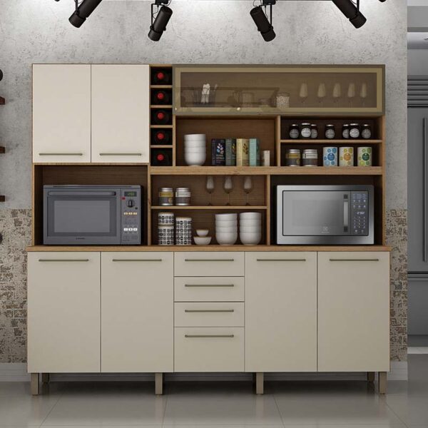 Armário de Cozinha Maranella Cinamomo/Off White Valdemoveis