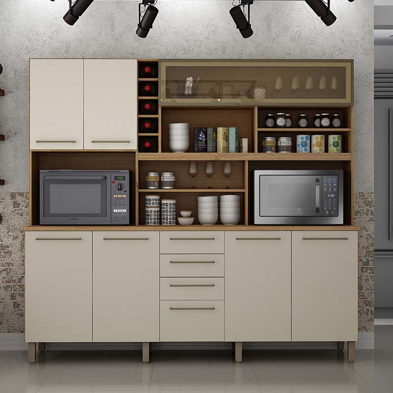 Armário de Cozinha Maranella Cinamomo/Off White Valdemoveis