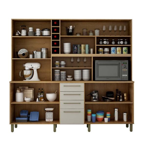 Alternative view of Armário de Cozinha Maranella Cinamomo/Off White Valdemoveis