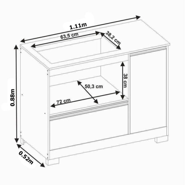 Alternative view of Balcão Para  Cooktop 5 Bocas NT 3050 larg.1.11m Branco Notável