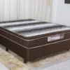 Box Casal Classic Sued Marrom Anjos + Colchão Casal Ortopédico Light 138x188x65 Ortobom