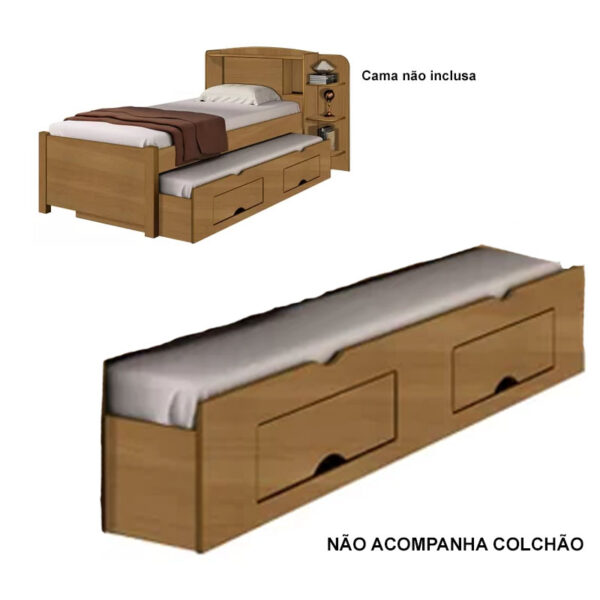 Cama Auxiliar de Solteiro com 2 Gavetas Cinamomo D doro
