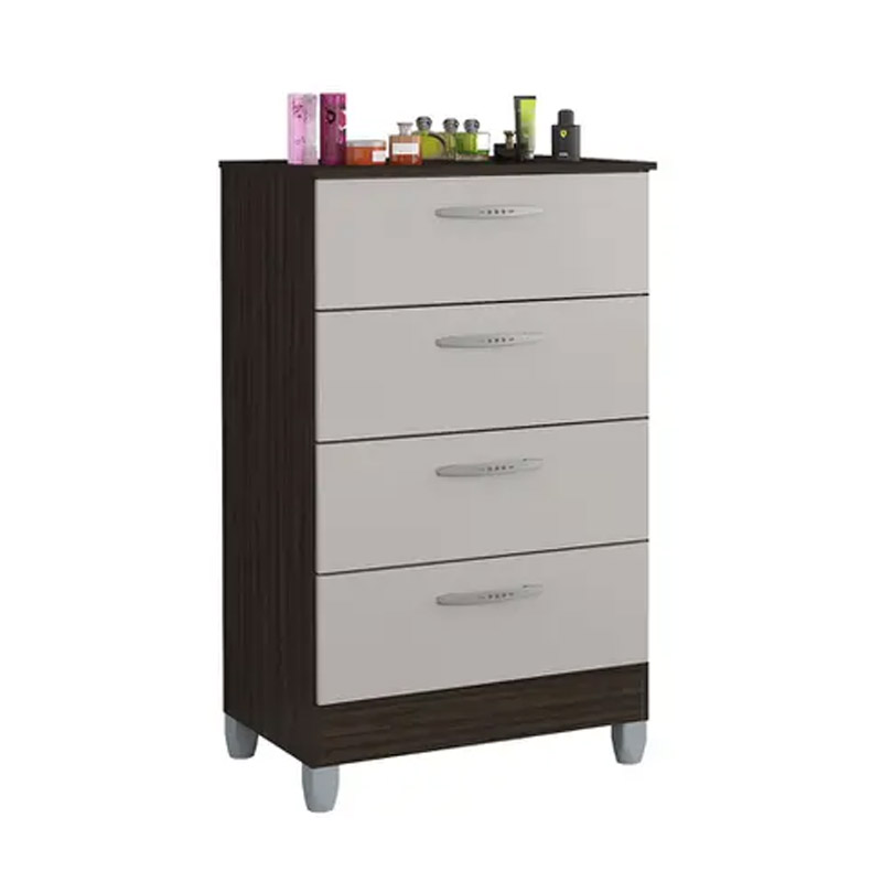 Cômoda com 4 Gavetas Chocolate/Off White Poquema - Imagem 3