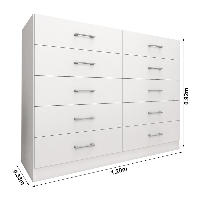 Cômoda 10 Gavetas Caribe Branco – CO802- Fellicci - Imagem 2