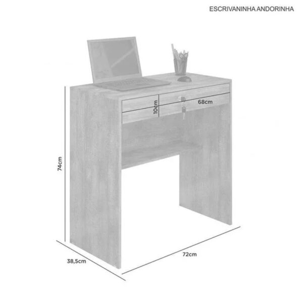 Alternative view of Escrivaninha Andorinha Larg. 0.72m Café JCM